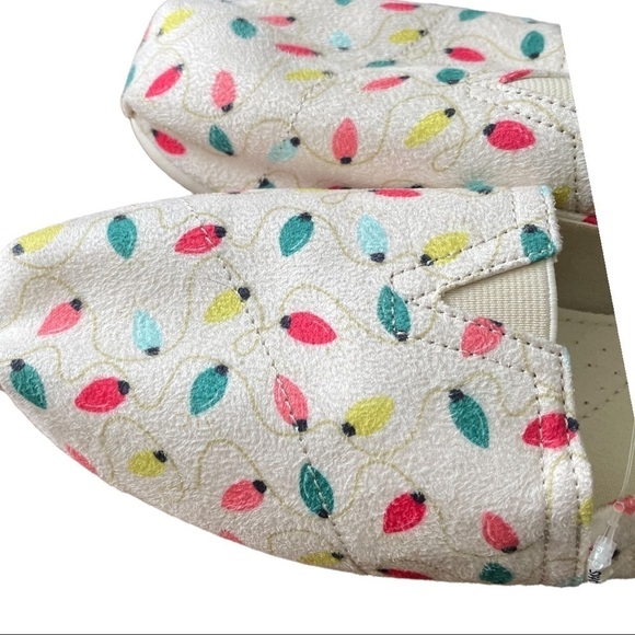 Toms Christmas Lights White Cream 7 Slip‎ On Shoes Holiday Alpargatas - Picture 4 of 6